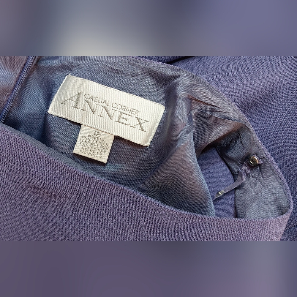 Casual Corner Purple Sleeveless Belted Sheath Dress Size 12 Lined Career Slit - Picture 9 of 14